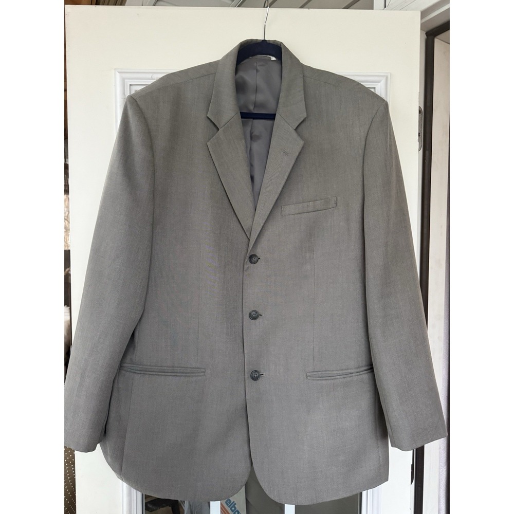 Perry Ellis Three Button Men's Gray Sport Coat Suit Jacket 46 XXL 3 Button Notch